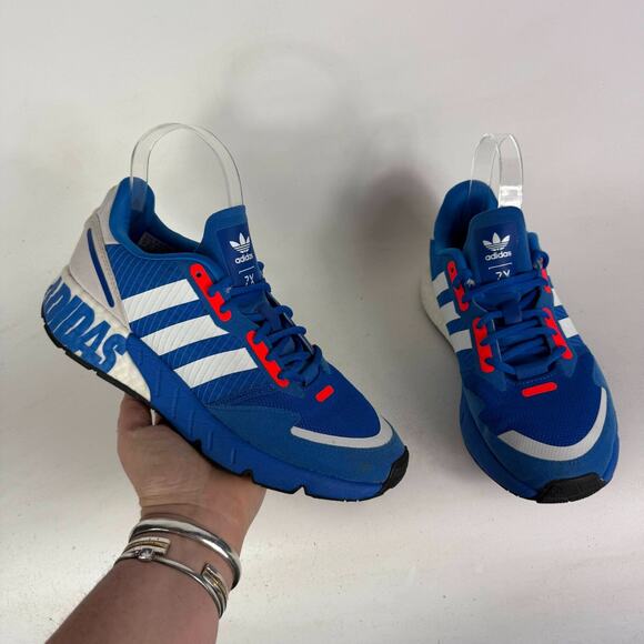 Adidas ZX 1K Boost Running Shoes Mens 7 Blue White Lace-Up Low Top Sneakers - Picture 1 of 10